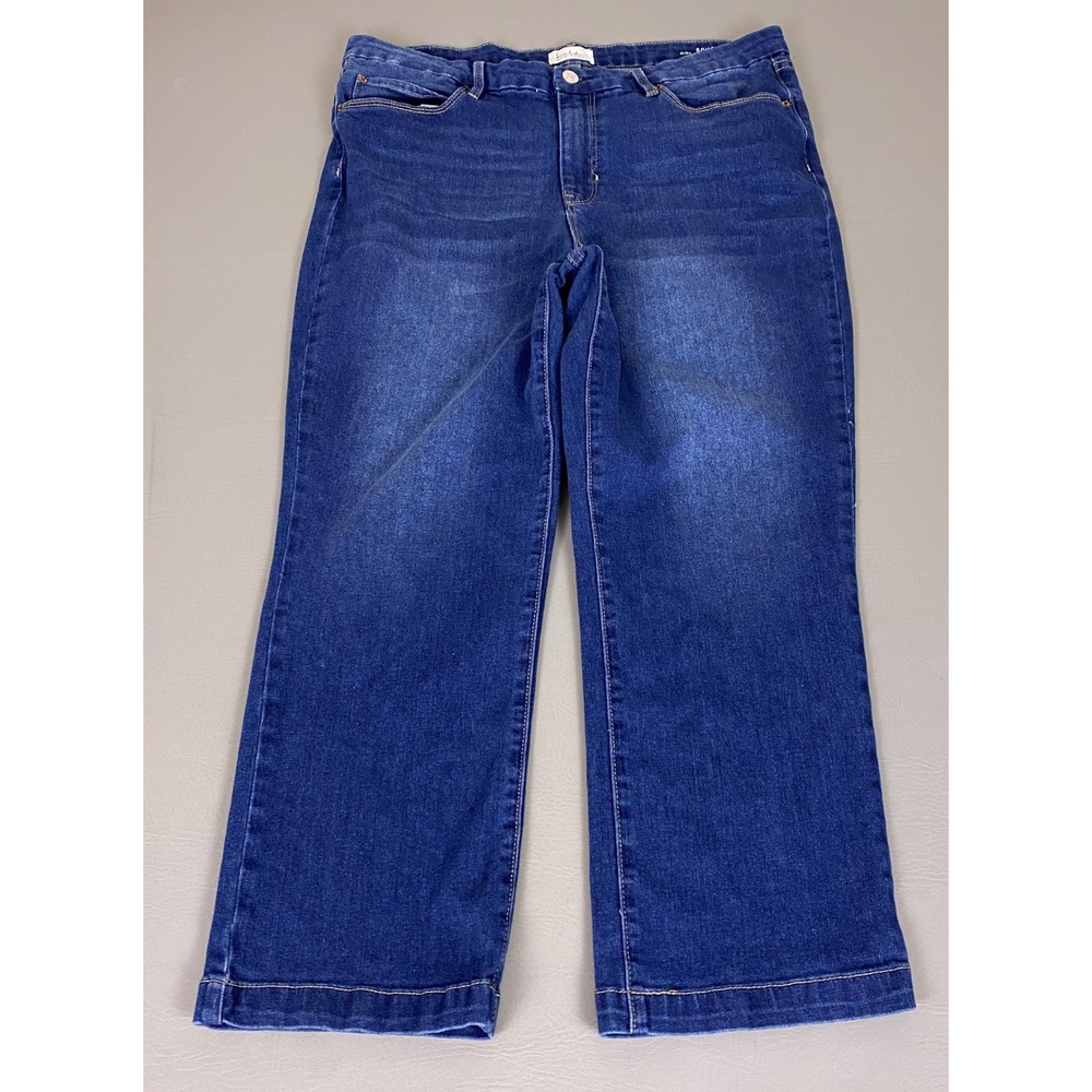 Nicole Miller New York Jeans Soho High Rise Kick Boot Women's 14 Cropped‎ Blue